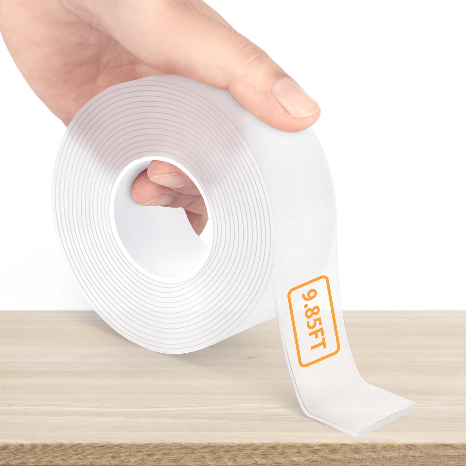 Heavy Duty Double Sided Mounting Tape - 9.85ft Clear Strong Adhesive Wall Tape for Hanging Pictures, Posters & Decor - Removable Home Office Outdoor Use (Ideal for Wall Art, Photo Frames & DIY Projects)