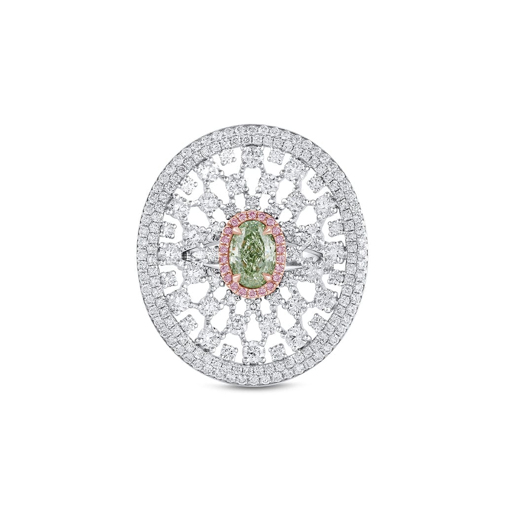 18K White Gold 1.96ct Fancy Green Diamond Cocktail Ring - GIA Certified Elegant Jewelry for Women, Perfect for Parties, Weddings & Special Occasions
