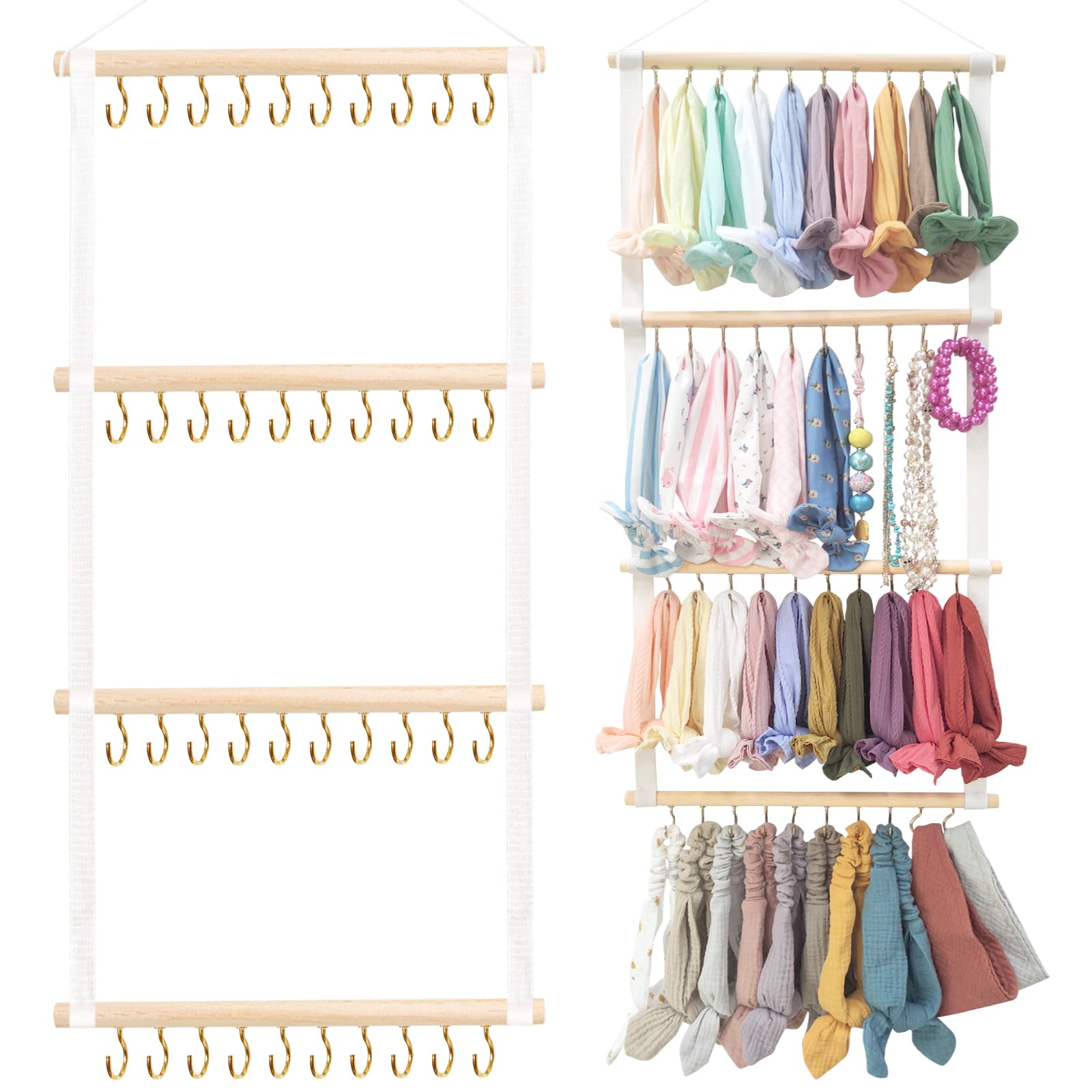 POVETIRE Headband Holder for Girls - Baby Headband Organizer & Hair Accessories Display - Wall Hanging Decor for Nursery, Toddler Girl Room - Perfect for Bedroom, Bathroom & Closet Organization