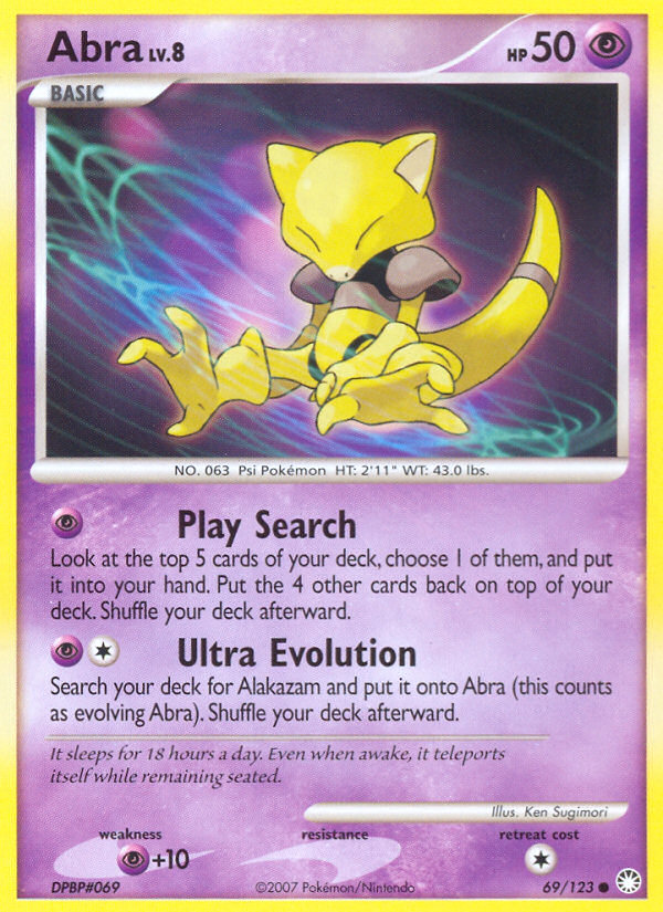 Abra (69/123) Pokemon Trading Card - Diamond & Pearl Mysterious Treasures Set | Collectible Card Game for Battles & Trading