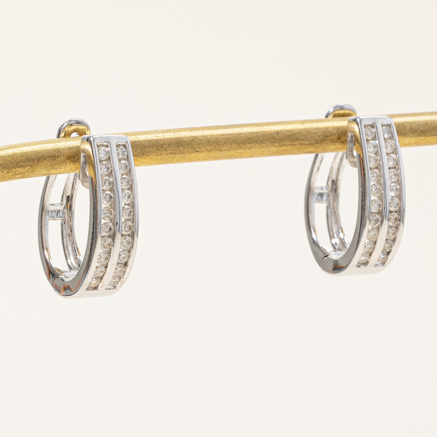 Channel Set Diamond Hoop Earrings 0.70 Carat Total Weight (CTW) - Elegant & Sparkling Jewelry for Women, Perfect for Weddings, Parties & Special Occasions