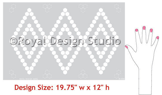 Hexagon Border Moroccan Stencil for Wall Painting, DIY Home Decor, and Furniture Design - Perfect for Geometric Patterns, Mosaic Art, and Creative Craft Projects