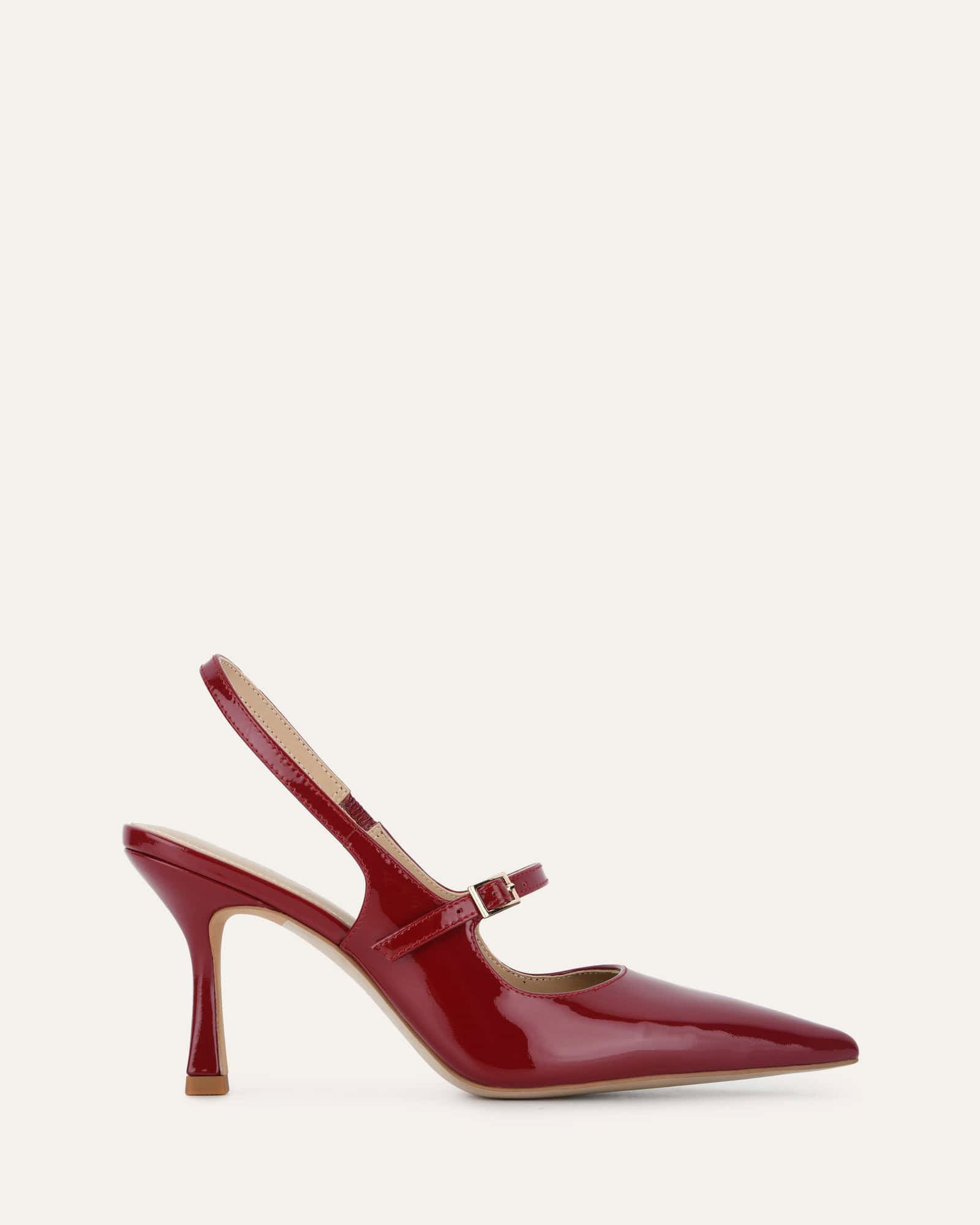 ARCHER Women's High Heels - Shiny Ruby Red Patent Leather Pumps for Party, Wedding & Evening Events