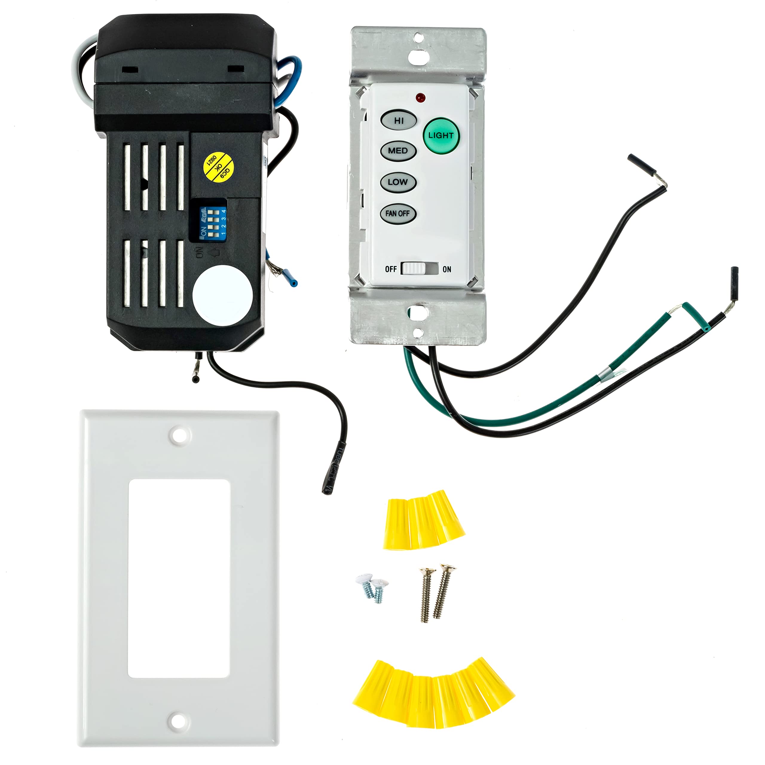 Dysmo Ceiling Fan and Light Wall Control Kit - Remote Control with Adjustable Speed & Dimmer for Home, Bedroom, Living Room, Office