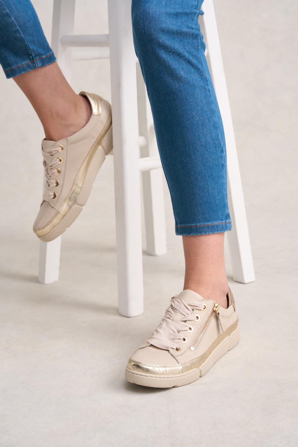 Talina Genuine Leather Sneakers for Women - Comfortable Almond Color Casual Shoes | Perfect for Walking, Travel & Everyday Wear