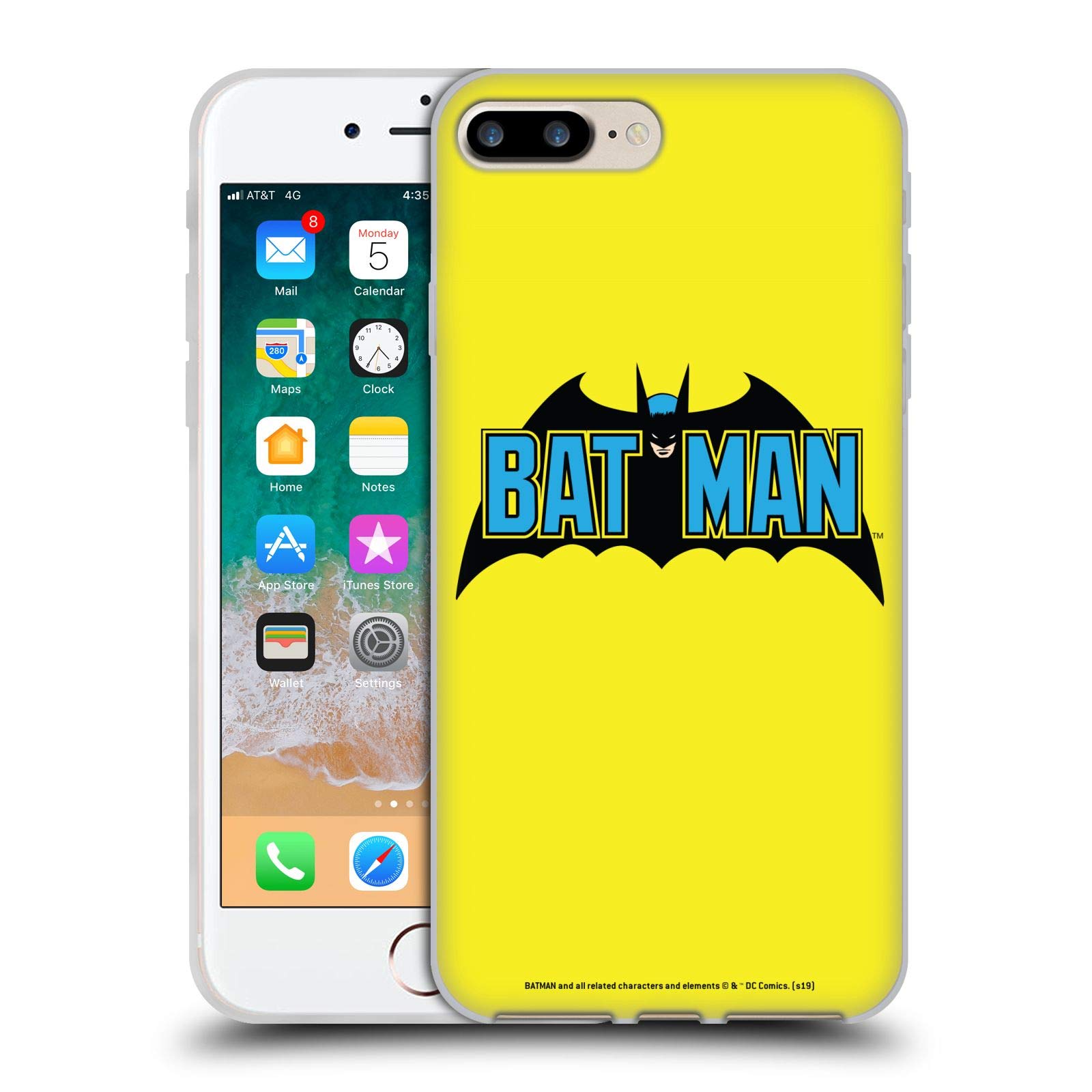 Officially Licensed Batman DC Comics Classic 2 Logos Soft Gel Phone Case for Apple iPhone 7 Plus/iPhone 8 Plus - Perfect for Superhero Fans & Comic Book Lovers