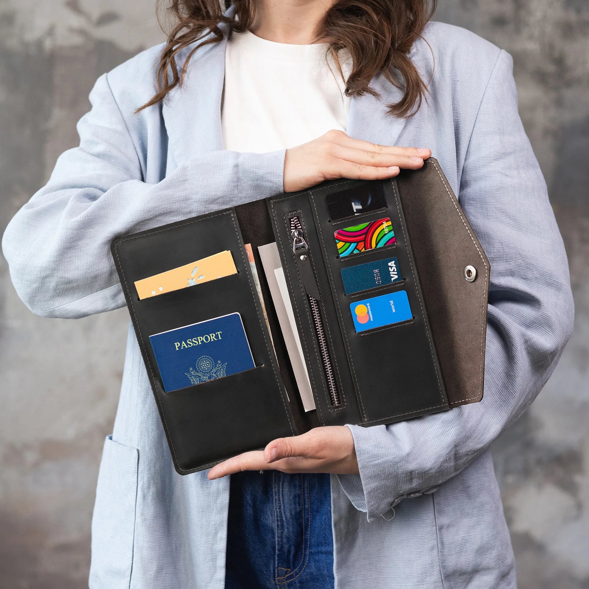 Genuine Leather Travel Wallet for Men & Women - RFID Blocking Passport Holder & Credit Card Organizer - Perfect for Airplane, Business Trips & Vacation Travel Accessories