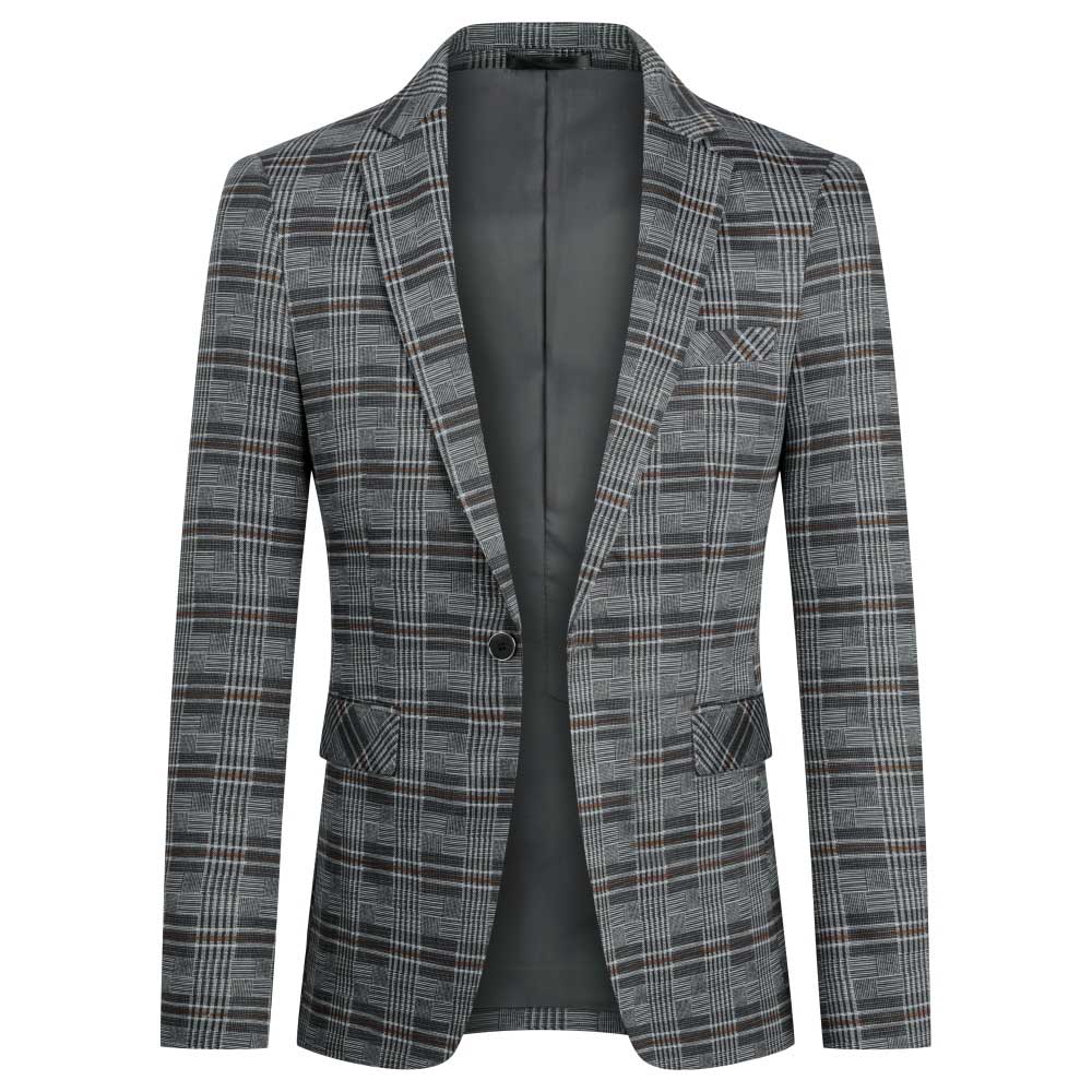 Stylish Plaid Stripe Slim Fit Casual Blazer Coat for Men - Perfect for Office Wear, Business Meetings & Smart Casual Outfits