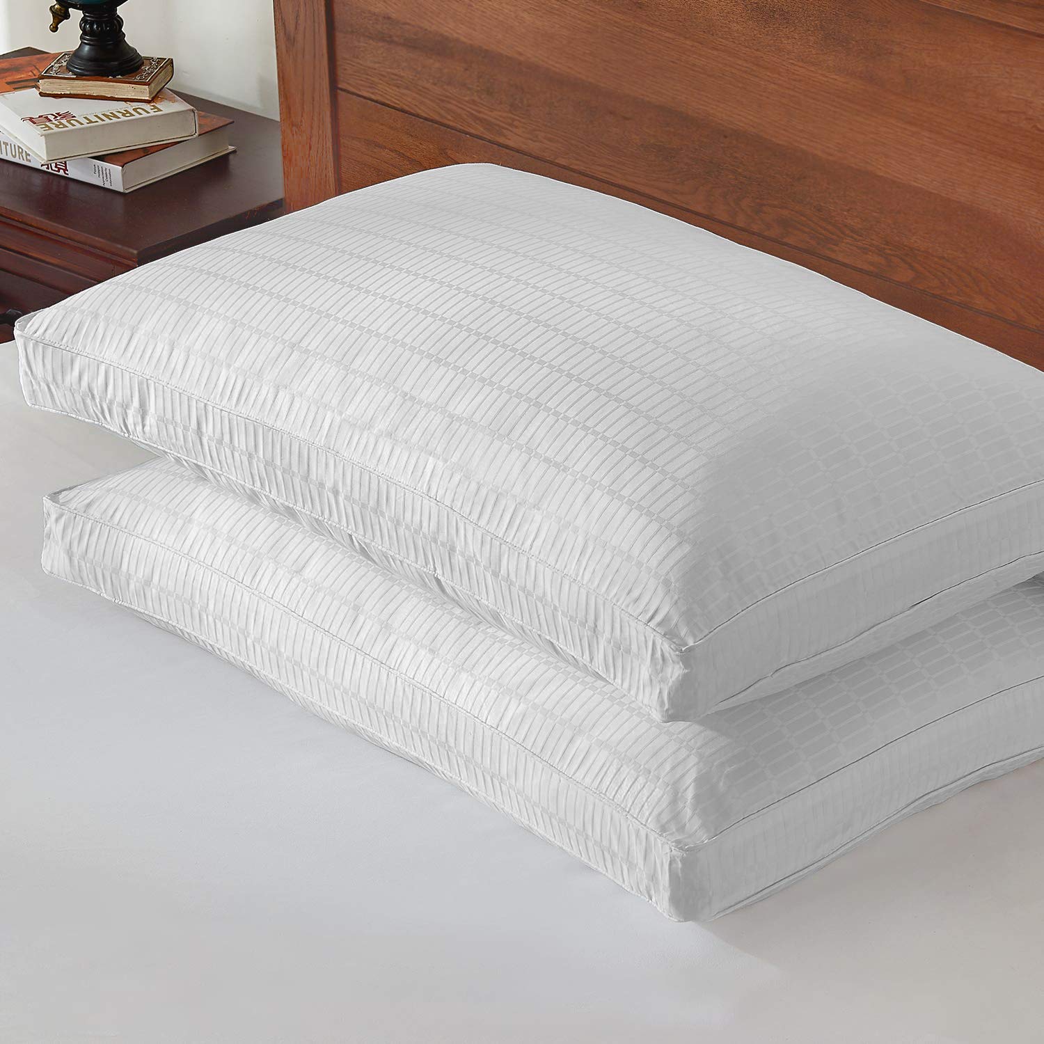 Premium Goose Feather Down Pillows - Queen Size Set of 2, Soft & Supportive Hotel Quality Pillows for Side, Back & Stomach Sleepers (18