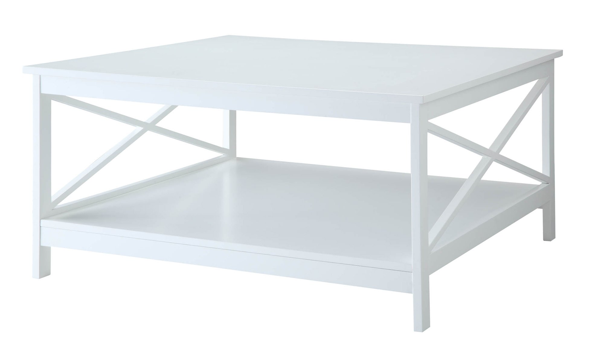Convenience Concepts Oxford 36 Inch Square Coffee Table in White - Modern Living Room Furniture for Small Spaces & Home Decor