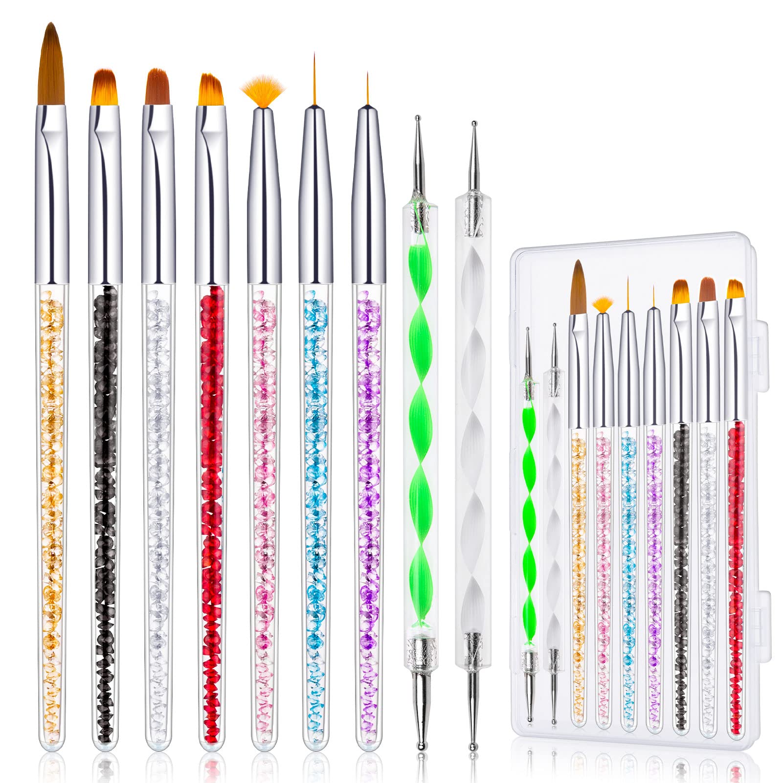 MELLIEX 9-Piece Nail Art Brush Set - Acrylic Nail Brushes, Dotting Pen & UV Gel Nail Painting Tools for Professional Nail Art Designs - Perfect for Salon, Home Manicure & Nail Decoration