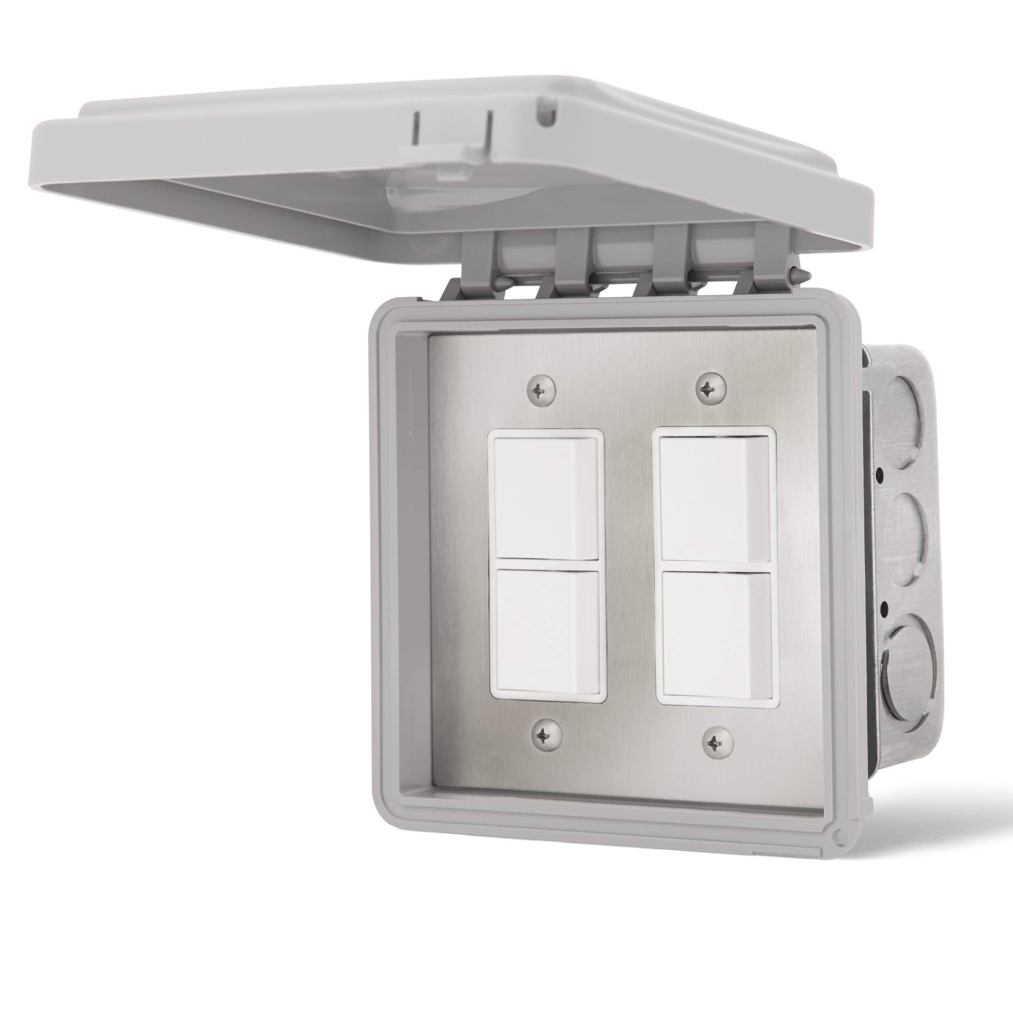 Infratech Duplex Stack Switch 14-4315 Dual Flush Mount Controller with Weatherproof Cover - Outdoor Heater Control for Patio, Deck & Pool Areas