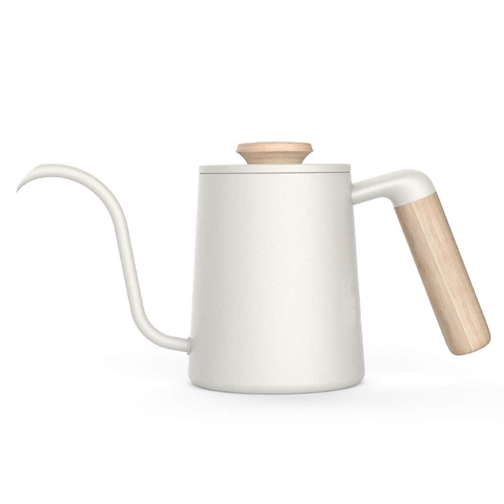 Handmade 304 Stainless Steel Slim Coffee Pot - Morning Mist White, Durable & Stylish Pour Over Coffee Maker for Home, Office, and Camping Use