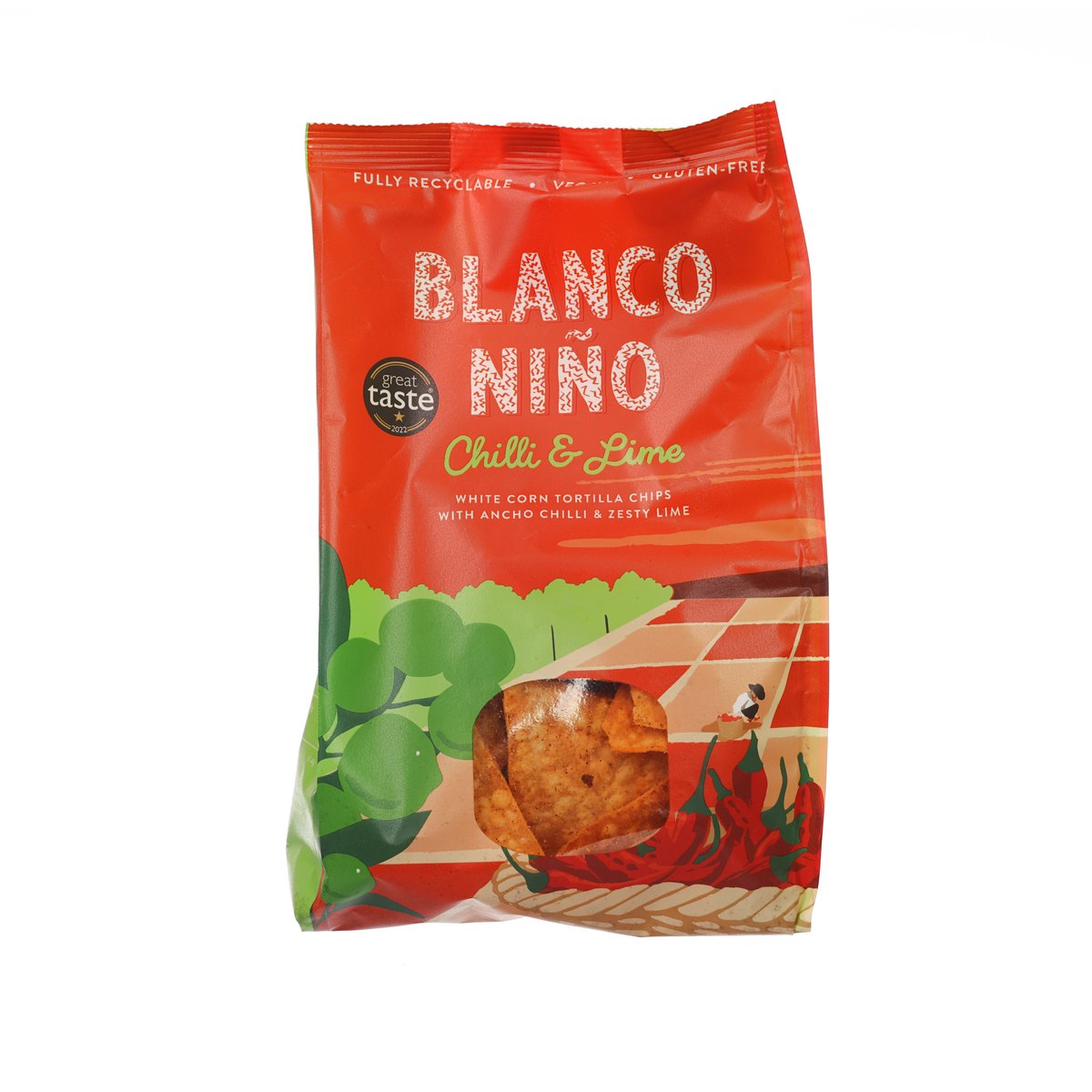 BLANCO NINO Chilli & Lime White Corn Tortilla Chips (170g) - Gluten-Free, Vegan Snacks for Parties, Dips & Mexican Cuisine