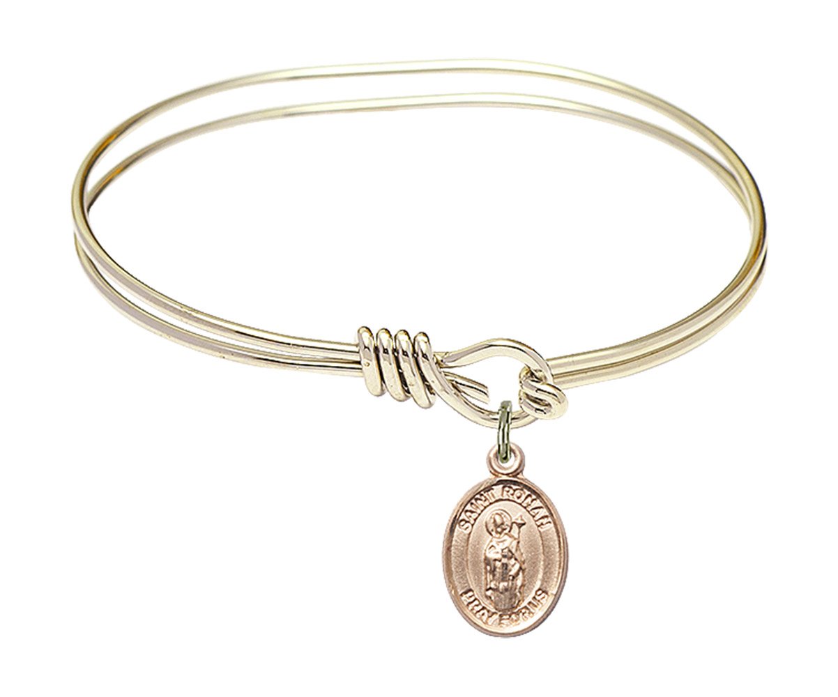 F A Dumont 5 3/4 Inch Oval Eye Hook Bangle Bracelet with St. Ronan Charm - Elegant Jewelry for Women, Perfect for Parties, Weddings & Everyday Wear