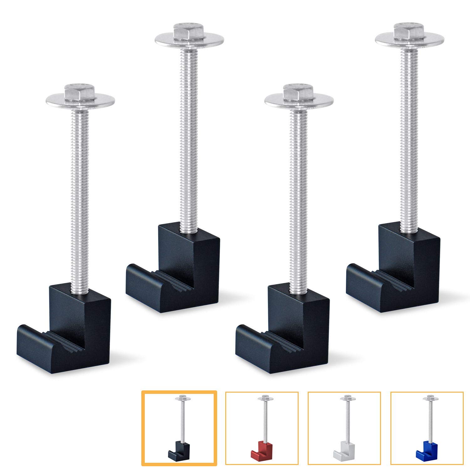 Truck Tool Box Mounting Kit - 304 Stainless Steel, No Drill Installation for Pickup Beds (4 Pack, Black) - Secure Cargo Transport
