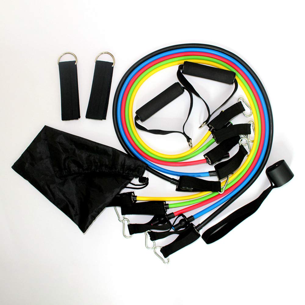 11-Piece Premium Resistance Bands Set with Door Anchor, Handles & Ankle Straps - Stackable Exercise Bands for Home Workouts, Gym Training, Yoga & Physical Therapy - Portable Fitness Kit with Carrying Case