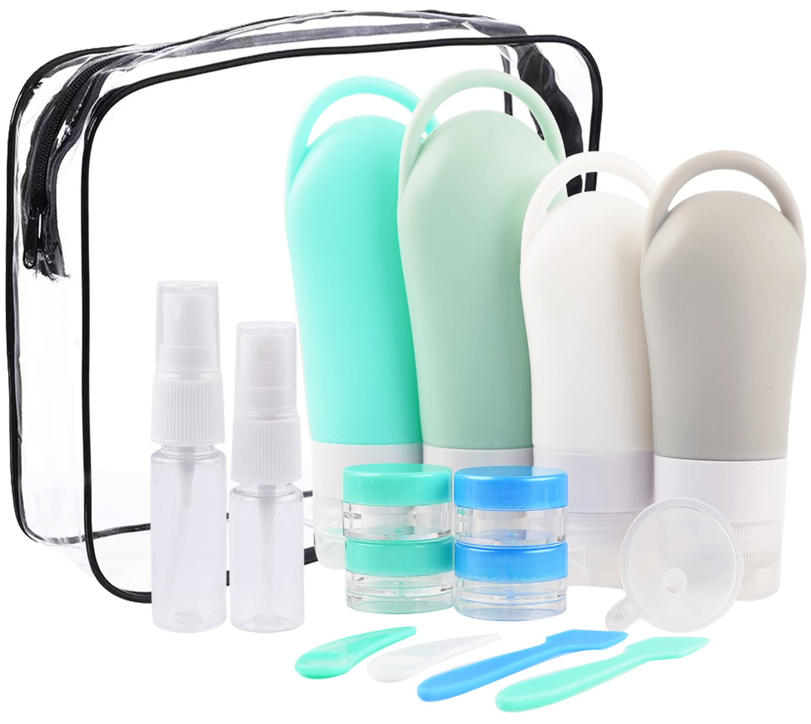 16 Pack TSA Approved Silicone Travel Bottles Set - Leak Proof BPA Free Travel Size Containers for Shampoo, Conditioner & Lotion | Perfect for Air Travel, Vacation Essentials & Toiletries Organization with Free Toiletry Bag