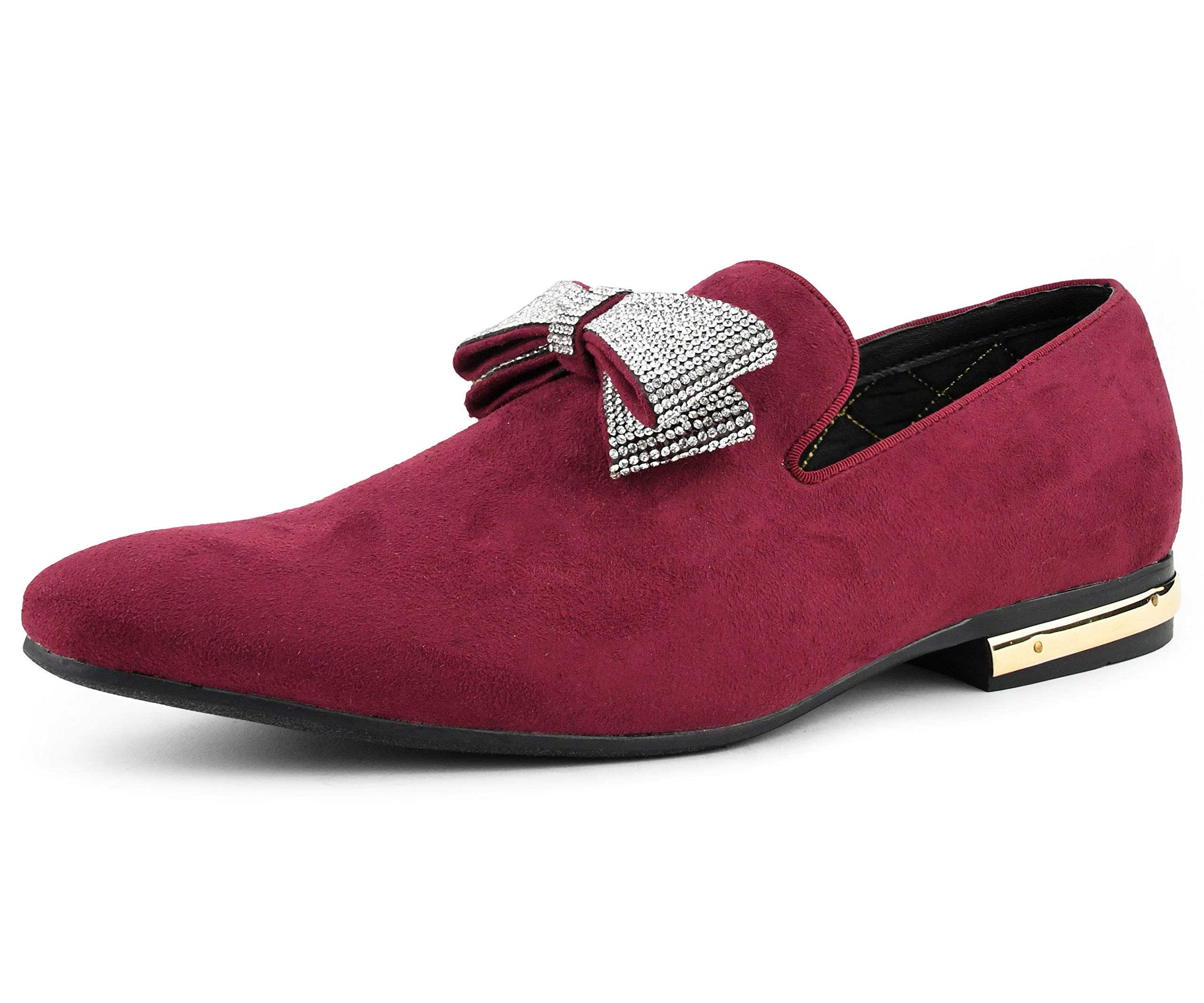 Amali Men's Suede Loafers with Bow Tie - Formal Slip-On Shoes for Weddings & Events