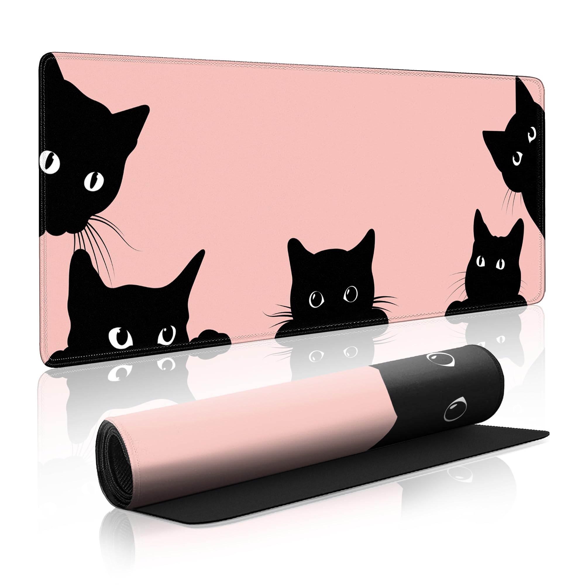 Pink Cute Cat Gaming Mouse Pad - Extra Large 31.5