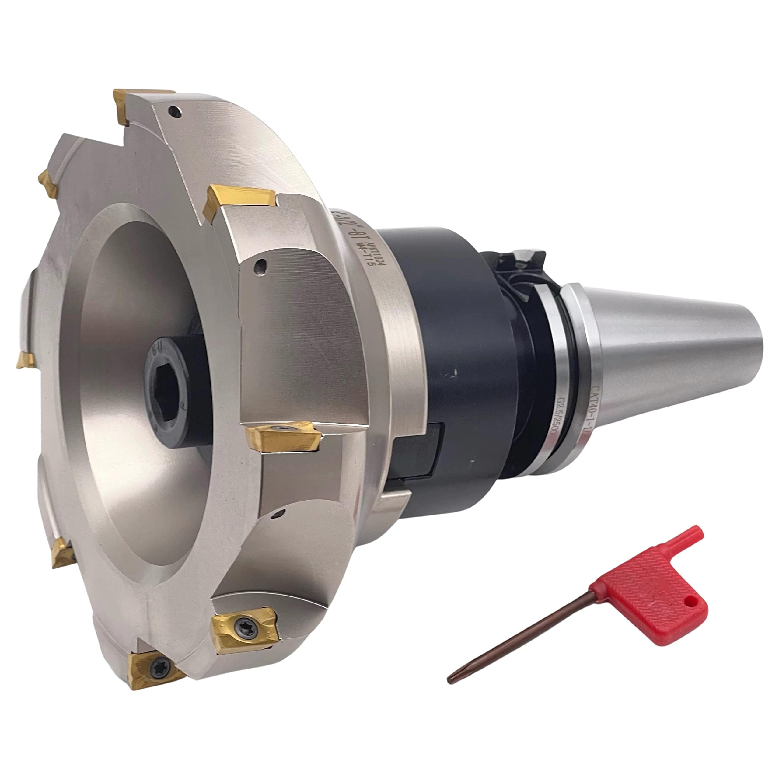 CME 6 Inch 90 Degree Indexable Face Mill with CAT40 Arbor - Includes APKT1604 Inserts, 8 Flutes for High Efficiency Milling | Perfect for CNC Machining, Metalworking & Industrial Applications