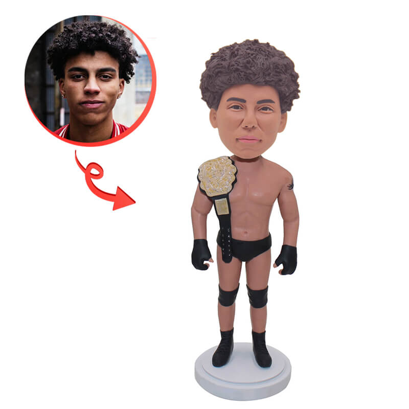 Custom Wrestler Bobblehead - Personalized Wrestling Figurine for Fans & Collectors - Perfect for Birthday Gifts, Office Decor & Sports Memorabilia Displays