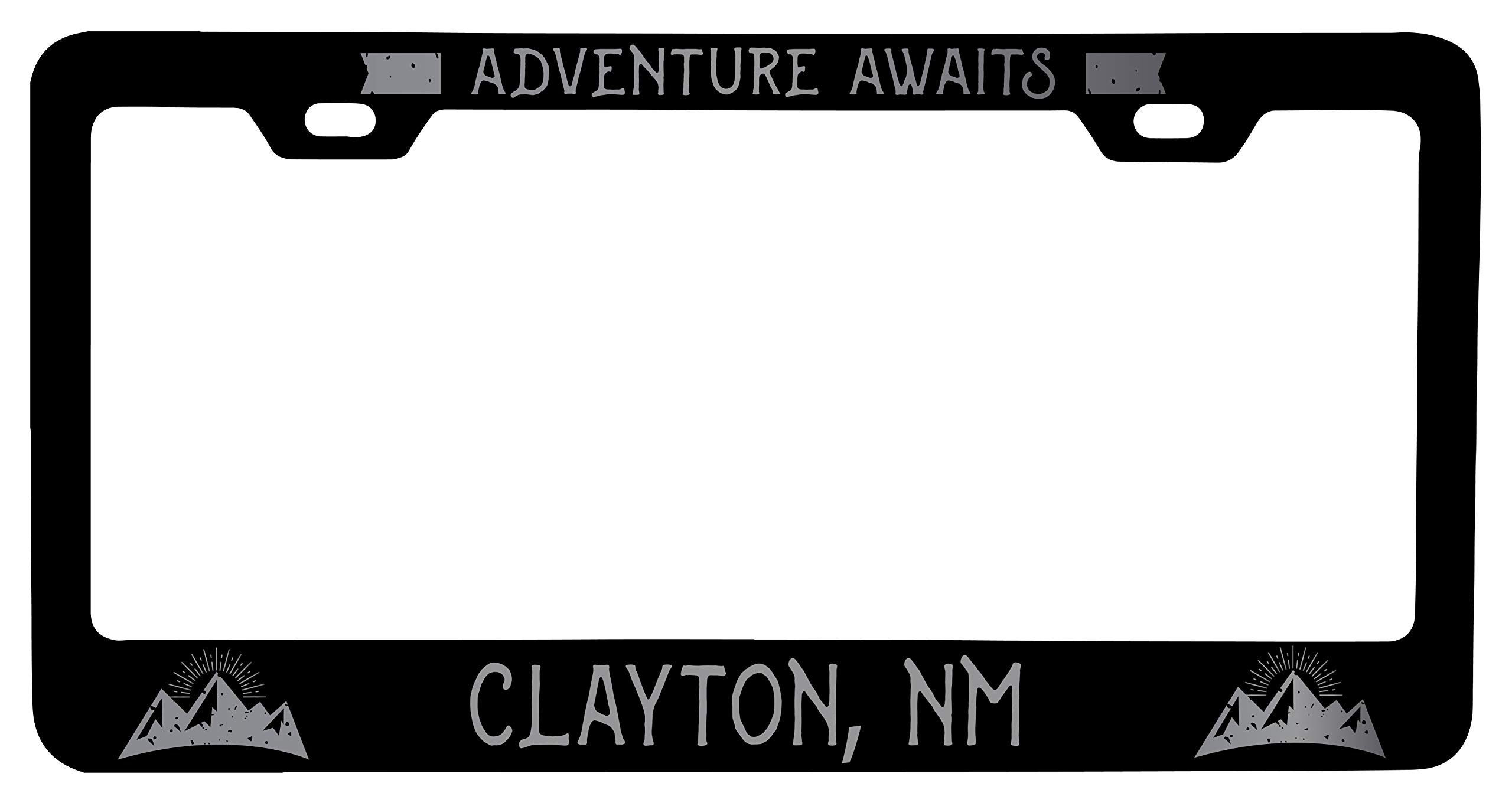 Custom Laser Etched Black Metal License Plate Frame - Personalized Car Accessory for Clayton New Mexico - Perfect for Cars, Trucks & Motorcycles - Durable & Stylish Auto Gift Idea