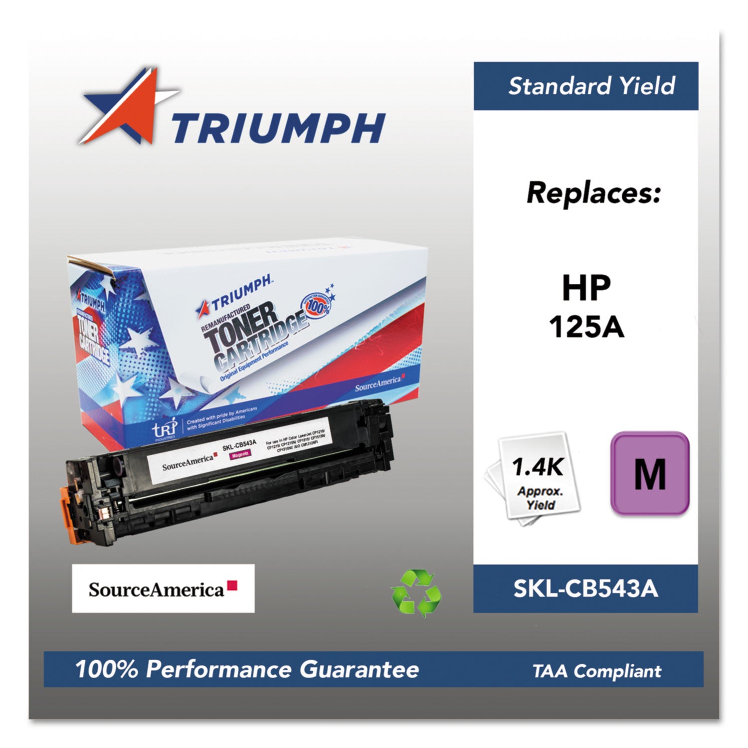 Remanufactured CB543A (125A) Magenta Toner Cartridge - 1500 Page Yield | High-Quality Replacement for HP Printers | Perfect for Home & Office Printing