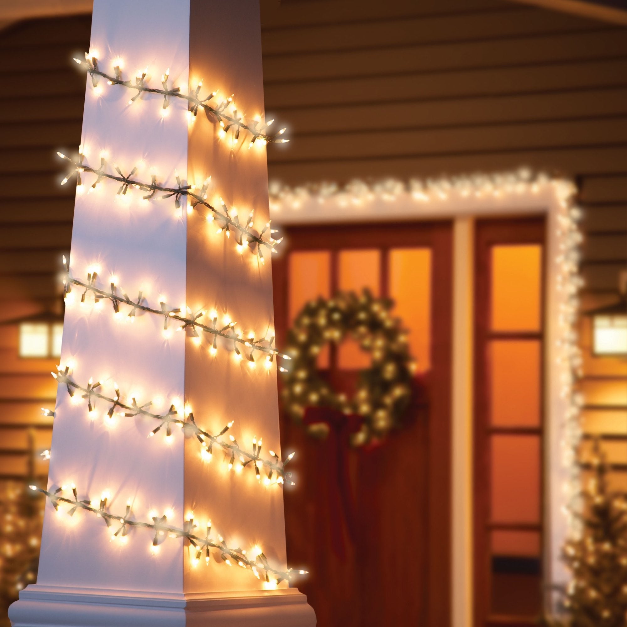 200 LED Clear Christmas Garland Lights on Green Wire - Waterproof Fairy String Lights for Indoor Outdoor Holiday Decorations, Parties, Weddings, and Home Decoration