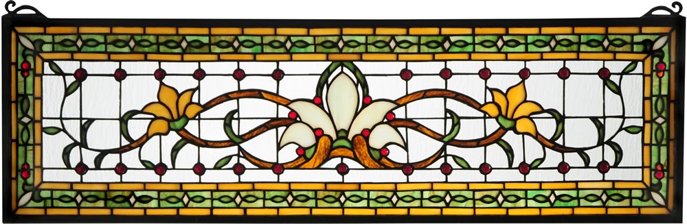 10H x 33W Fairytale Stained Glass Transom Window - Elegant Home Decor for Living Room, Bedroom & Entryway