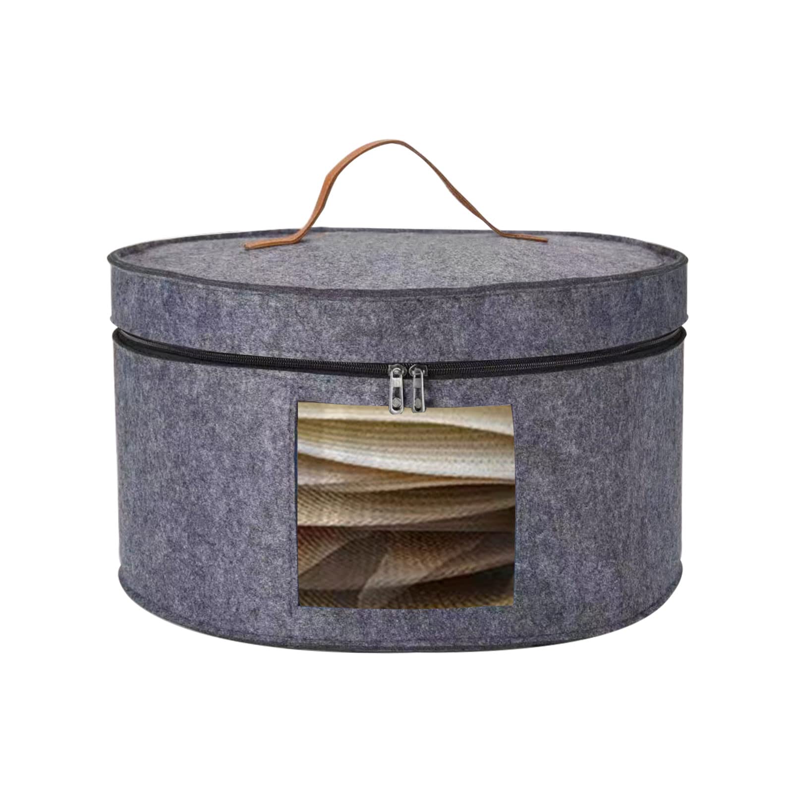 Stylish Round Hat Storage Box for Women & Men - Large Dust-Proof Hat Organizer with Lid for Closet, Travel & Home Decor - Light Grey Toy & Accessory Storage Solution