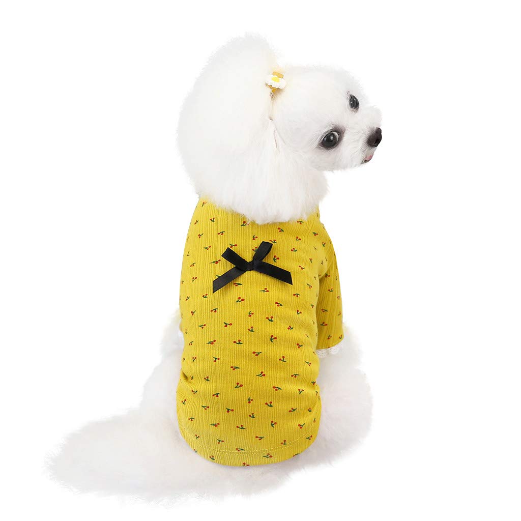 Warm Dog Clothes for Small Dogs - Winter Pet Sweater with Bow Design | Cozy Outfit for Autumn & Cold Weather | Perfect for Indoor & Outdoor Walks