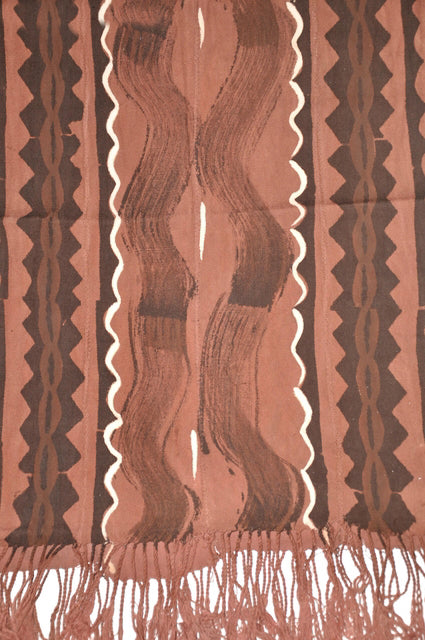 Handmade African Mud Cloth (Bògòlanfini) Shawl & Table Runner - Brown, Beige & Black - Boho Home Decor, Wedding Gift, Wall Hanging & Ethnic Throw Blanket