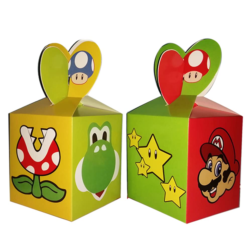 leobella 12 PCS Candy Party Favor Bags Boxes - Super Bro Party Supplies for Kids Birthday, Halloween, Christmas Goodie Bags & School Classroom Treats