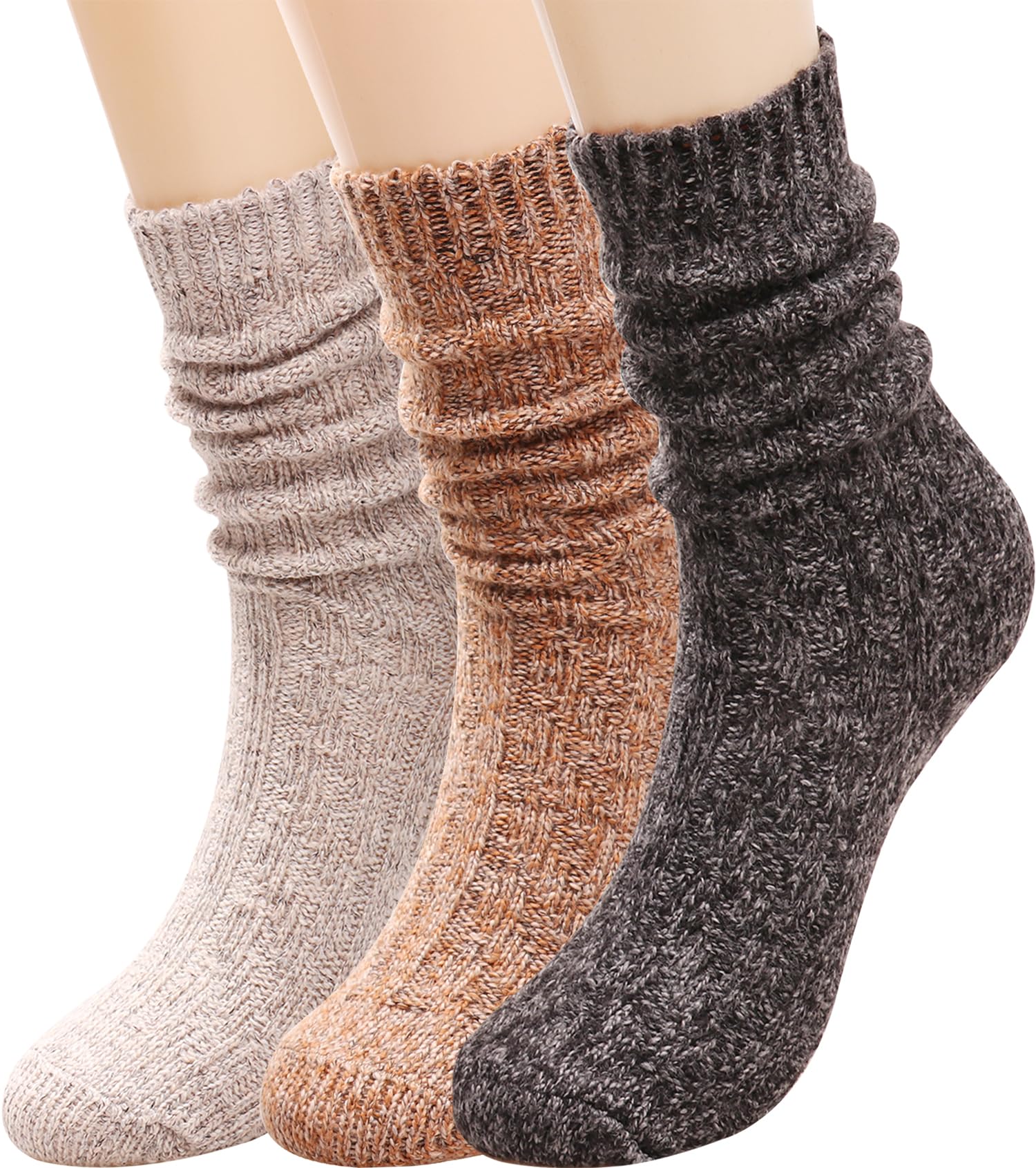 TINTAO Women's Cotton Knit Crew Socks - Thick Warm Wool Slouch Socks for Women (Size 5-10) - Perfect for Winter, Home, Office & Gift Giving #W502