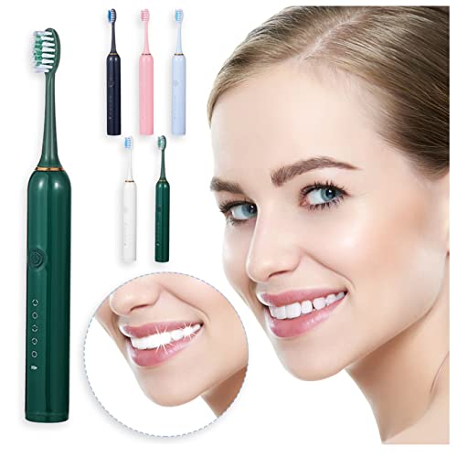 Rechargeable Sonic Electric Toothbrush for Adults & Kids - 5 Cleaning Modes, Waterproof, Includes 2 Brush Heads for Oral Hygiene & Teeth Whitening - Perfect for Travel, Home & Family Dental Care