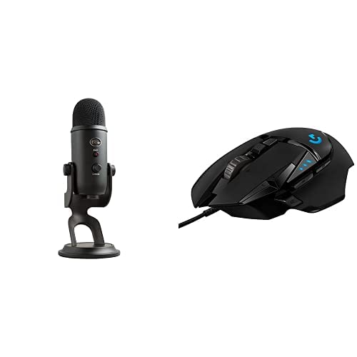 Blue Yeti USB Microphone for PC & Mac - Professional Recording, Podcasting & Streaming | Logitech G502 Hero Wired Gaming Mouse - High Precision for Esports & Gaming | Perfect for Home Studios, Twitch Streamers & Gamers