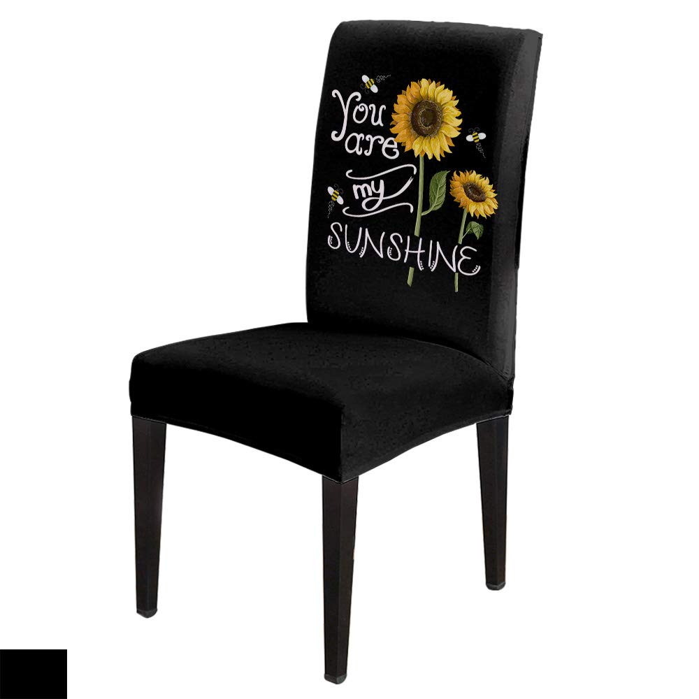 Sunflower Chair Covers 6 Pack - Stretchable Dining Chair Slipcovers with Floral Design, Removable Seat Protectors for Kitchen, Banquet & Wedding Decor | Perfect for Home Dining Room & Party Decorations