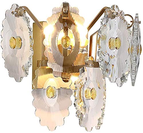 ZPTECH Modern K9 Crystal Wall Lamp - Elegant Copper Indoor Wall Sconce Light Fixture for Living Room, Bedroom & Hallway (H:26cm, W:31cm, E14 Bulb) | Perfect for Ambient Lighting, Home Decor & Luxury Interior Design