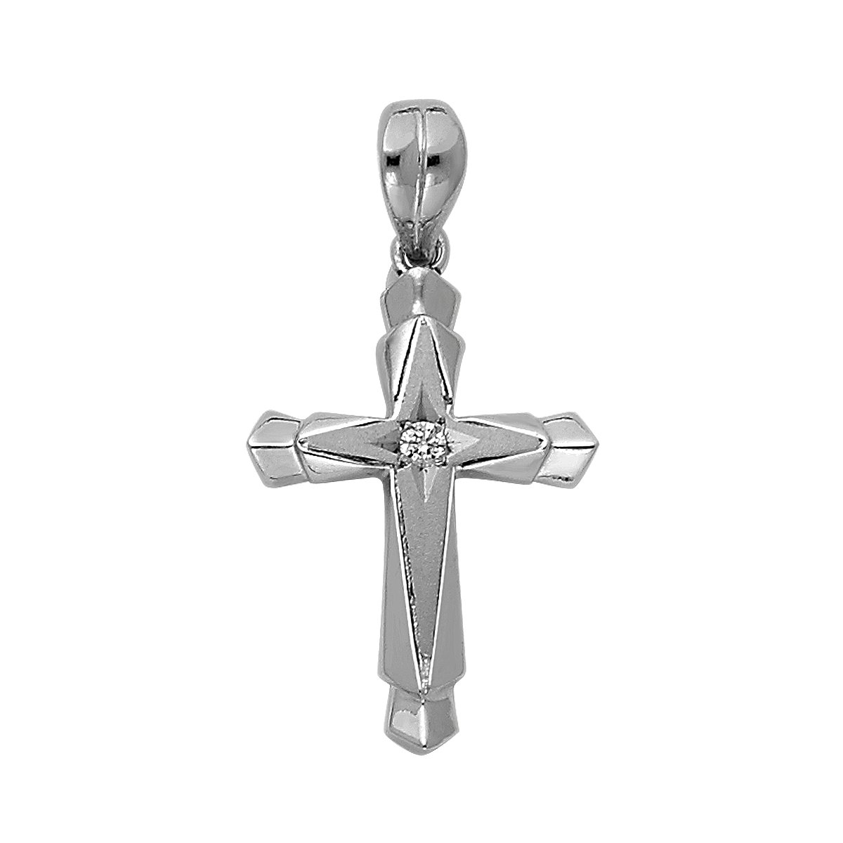 14K White Gold Cubic Zirconia Religious Cross Pendant Necklace for Men & Women - 22x16mm Jesus Christ Jewelry with 1.7g Gold Chain - Perfect for Church, Baptism, Weddings & Everyday Faith Jewelry