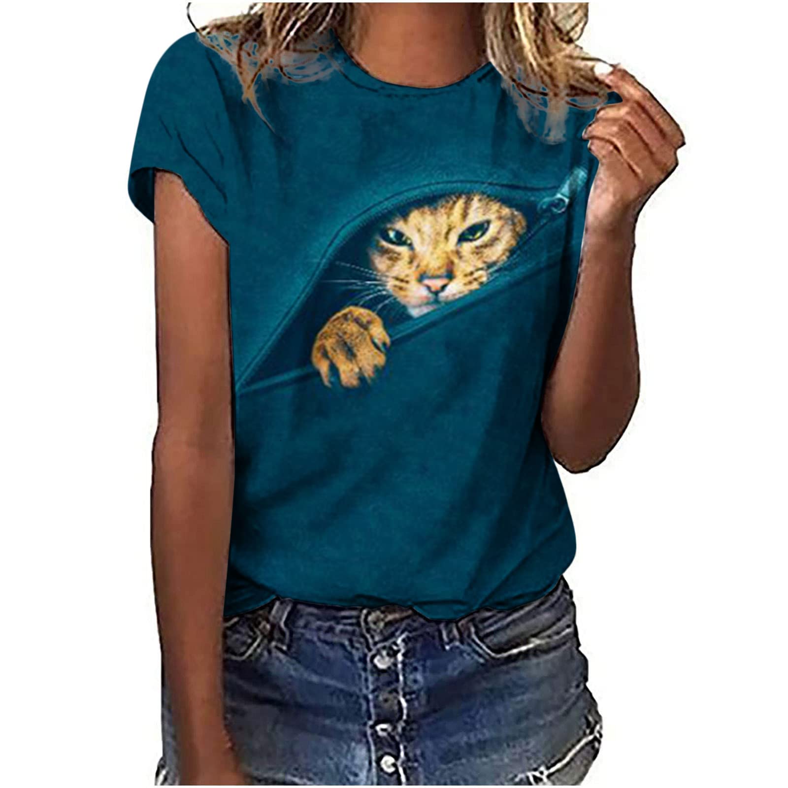 Western Shirts for Women - Animal Print Crewneck T-Shirts | Short Sleeve Summer Blouse Tops | Casual Outfit, Vacation Wear & Everyday Style