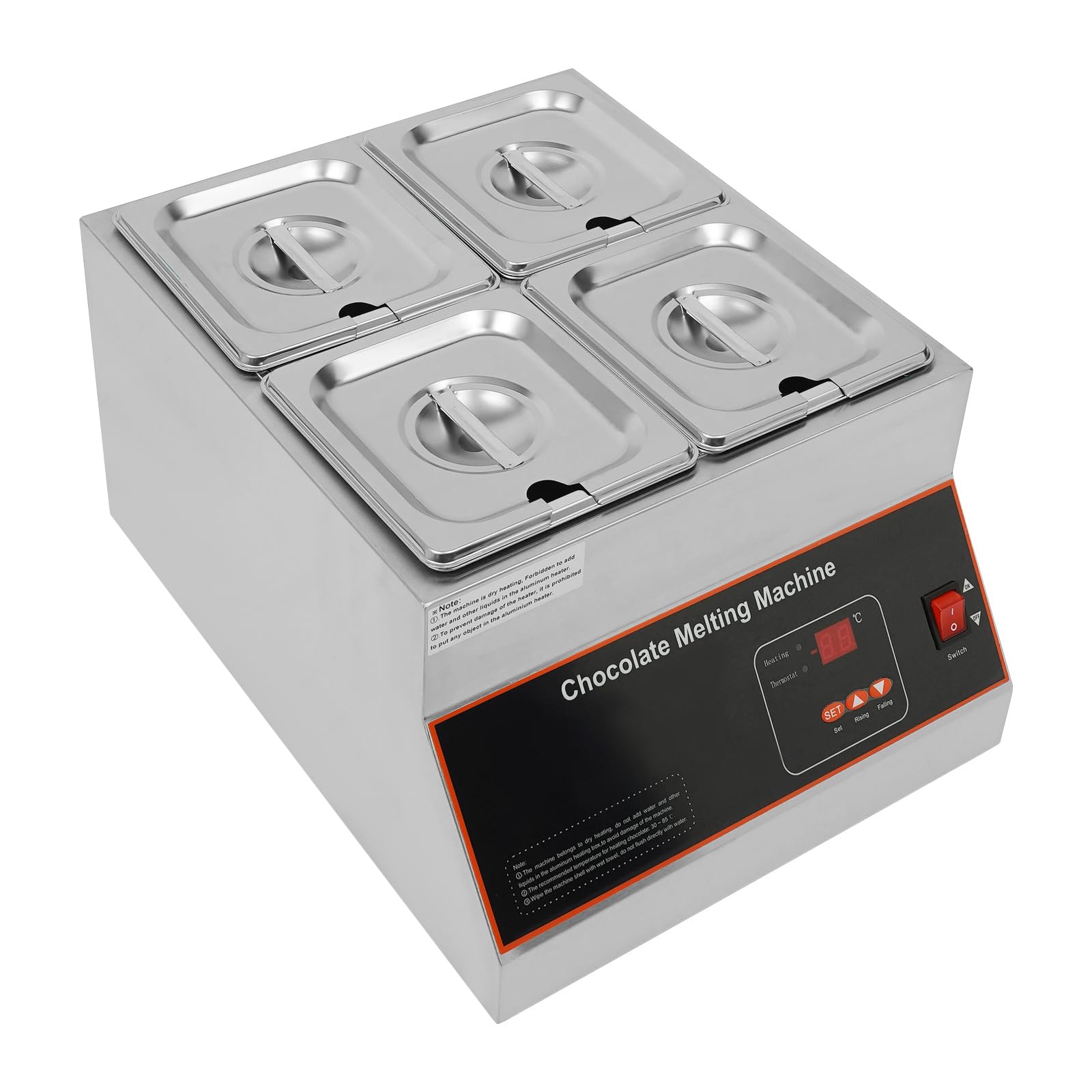 Commercial Chocolate Tempering Machine 32-203°F - 26.46 lbs Stainless Steel Chocolate Melting Pot with Lid - Air-Heating Chocolate Fondue Warmer for Restaurants, Bakeries, Home Parties & Catering - Perfect for Chocolate Making, Candy Coating, Dessert Preparation & Fondue Nights