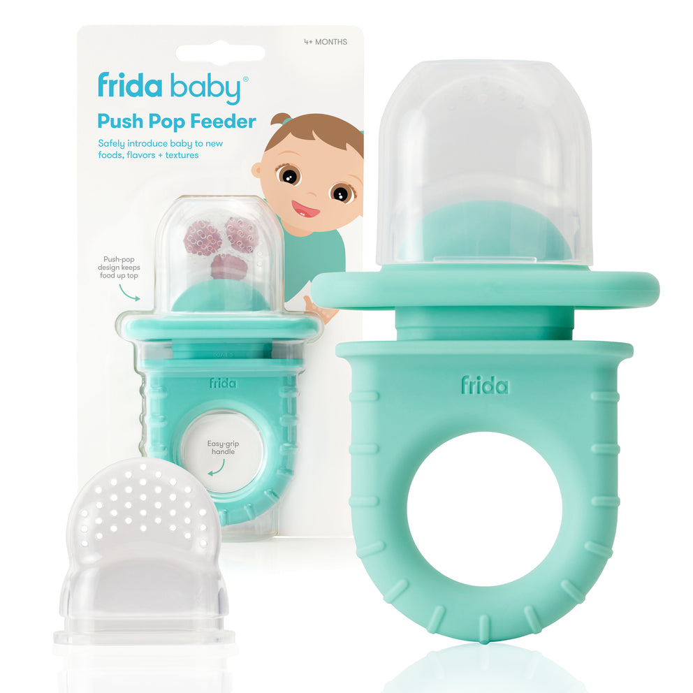 Fridababy Push Pop Feeder - Baby Fruit & Food Feeder for Teething Infants - Safe Silicone Mesh Feeder for Healthy Snacking - Perfect for On-the-Go, Travel & Home Use