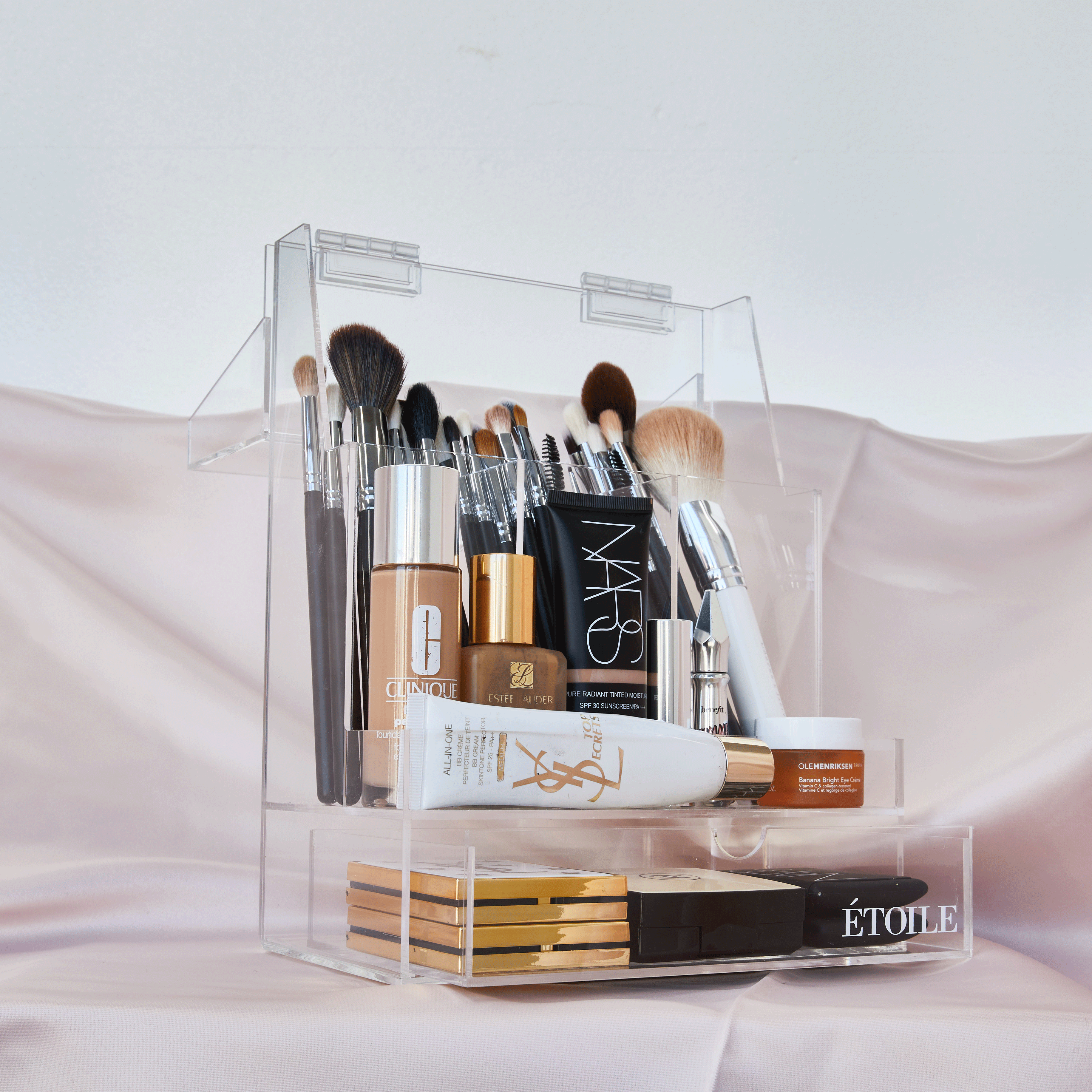 3 XL Brush Holder with Lid - Large Capacity Makeup Brush Organizer for Artists & Professionals - Perfect for Vanity, Travel & Salon Storage