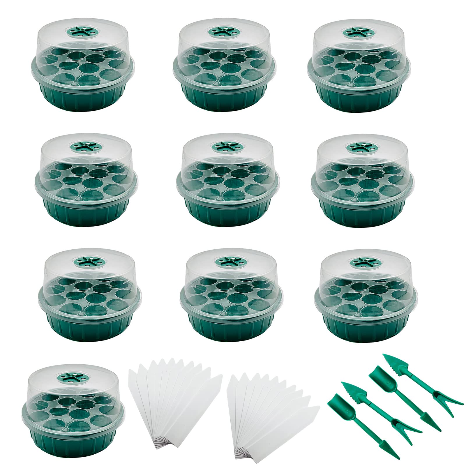 HYLOOD 2-Pack Seed Starter Trays with Humidity Dome - Mini Greenhouse Germination Kit for Indoor Gardening, Plant Propagation, and Seed Starting - Perfect for Herbs, Vegetables, and Flowers