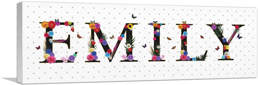 ARTCANVAS EMILY Girls Name Wall Art - Stretched Canvas Print, Framed Painting, Giclee Poster - 36