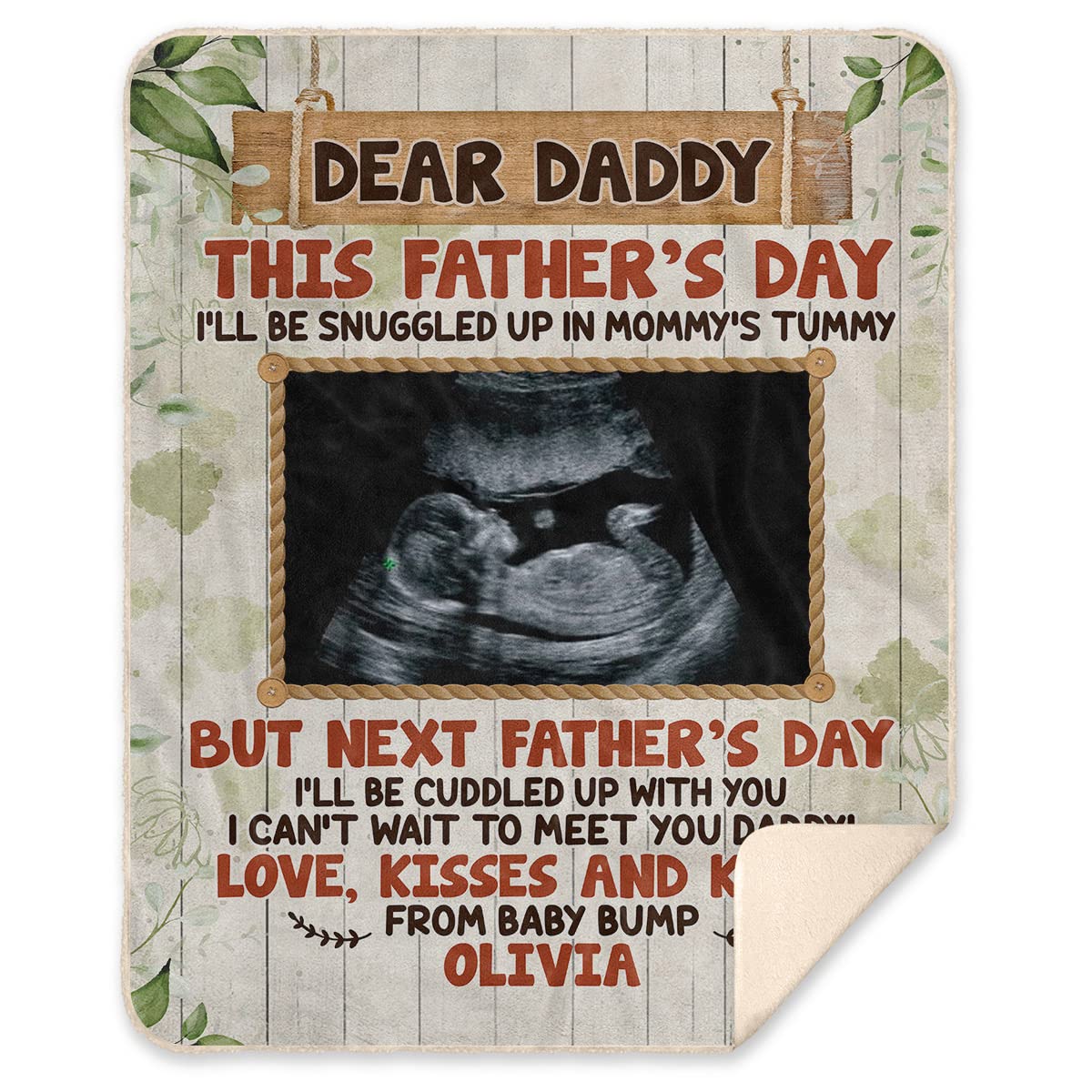 Personalized Photo Fleece Blanket for Dad - Custom 'Dear Daddy' Father's Day Gift - Premium Mink Sherpa Blanket 60x80 - Perfect for Pregnancy Announcement, Baby Shower & Cozy Family Moments