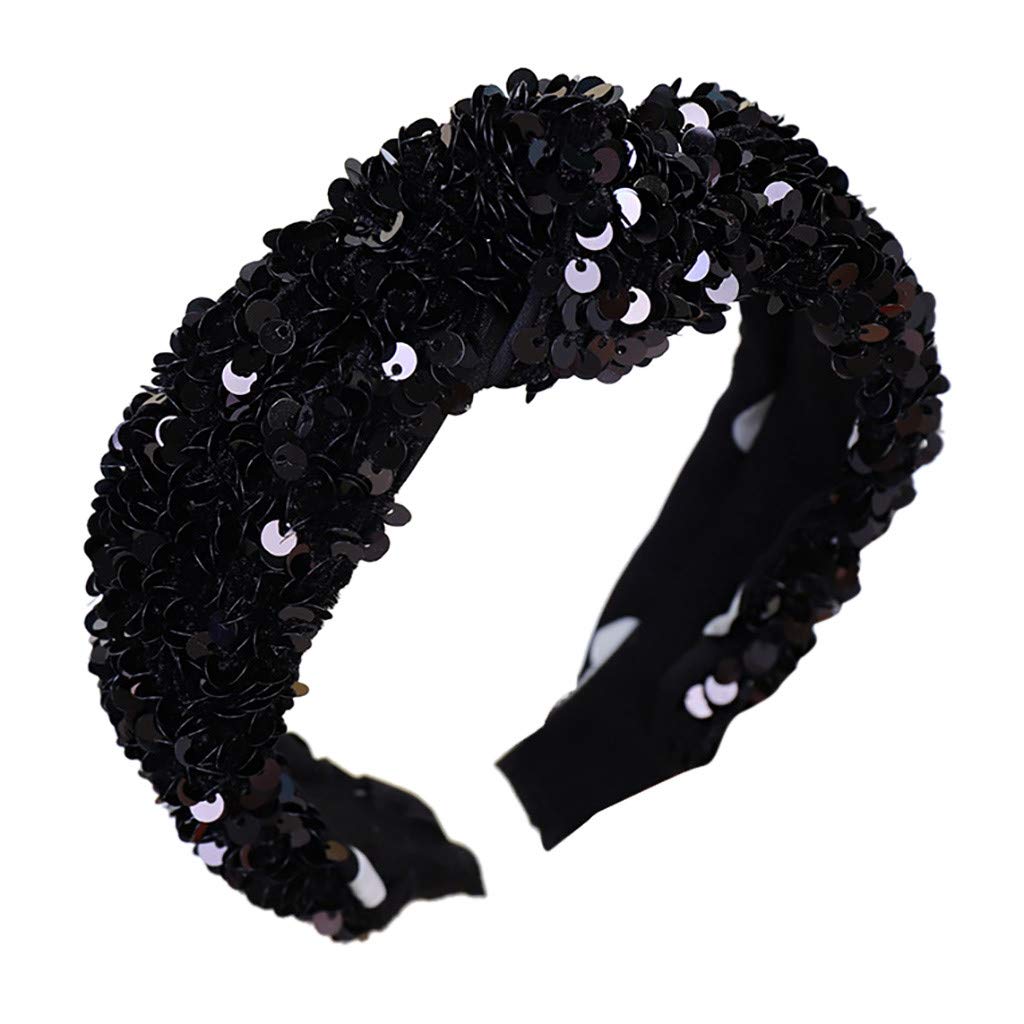 VOWUA Women's Headbands - Sweet & Simple Wide Brim Sequin Hair Band for Women, Fashionable Washable Face Headband (1PC) | Perfect for Parties, Weddings, and Everyday Wear