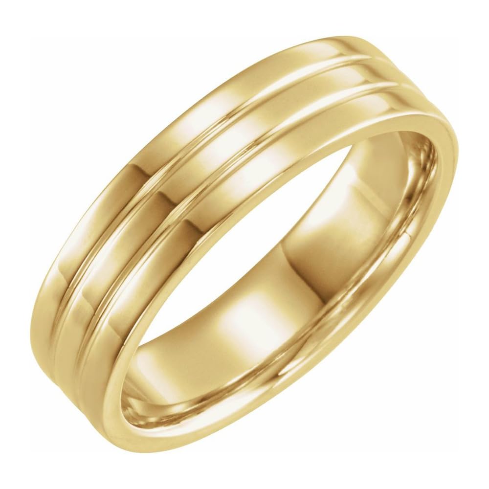 The Black Bow 6mm 10K Yellow Gold Polished Ridged Comfort Fit Band - Perfect for Weddings, Anniversaries, and Everyday Elegance