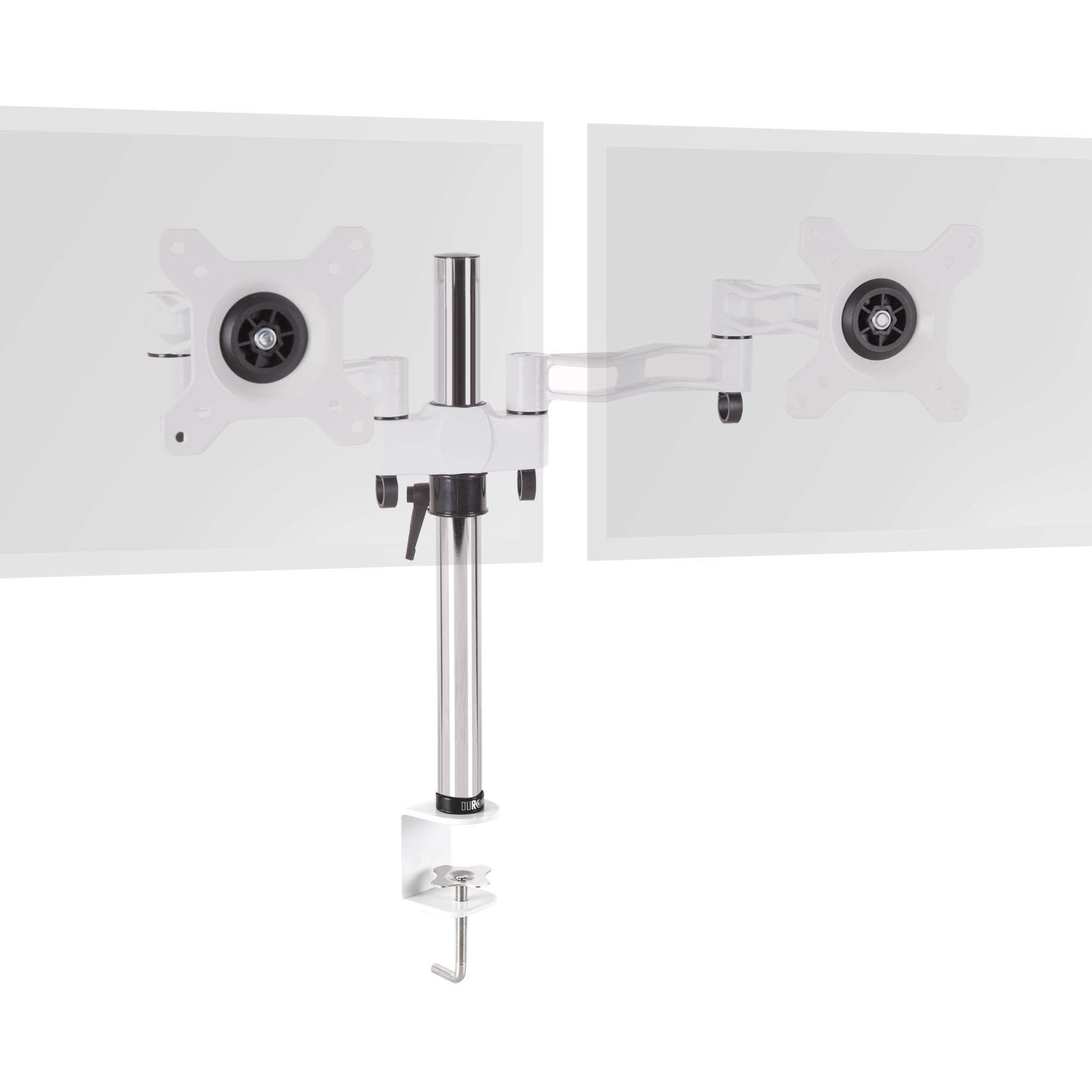 Duronic DM352WE Dual Monitor Stand - Adjustable White Twin Monitor Arm for 13-27 Inch Screens | VESA 75/100 Compatible | Perfect for PC Gaming, Home Office & Studio Workspaces | Ergonomic Desk Mount for Improved Productivity